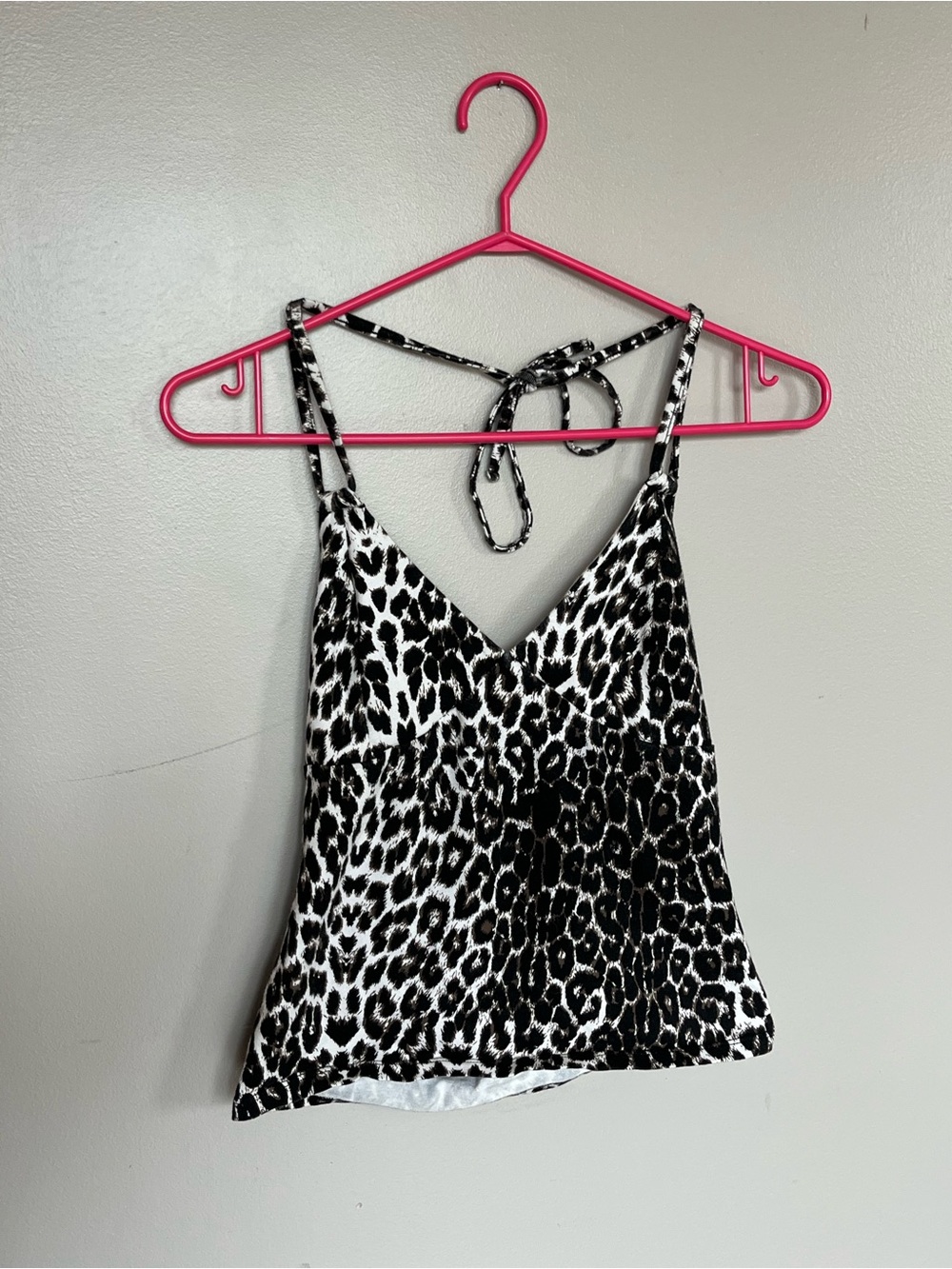 Black & White Leopard Print V-Neck Cami Top